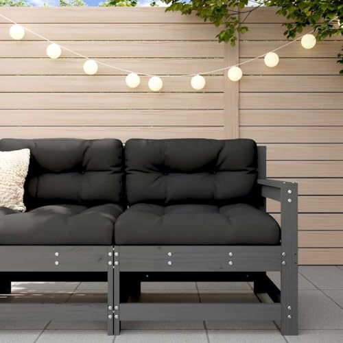 SDWEHO7 Gartenstuhl Bistrostuhl Balkonstuhl Terassenstuhl Outdoor Stühl mit Kissen Grau Massivholz Kiefer von SDWEHO7