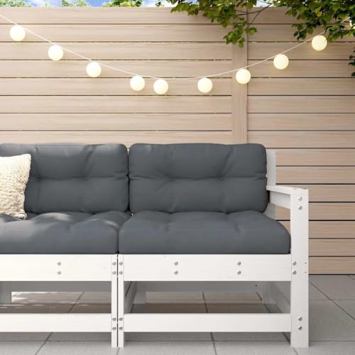 SDWEHO7 Gartenstuhl Bistrostuhl Balkonstuhl Terassenstuhl Outdoor Stühl mit Kissen Weiß Massivholz Kiefer von SDWEHO7