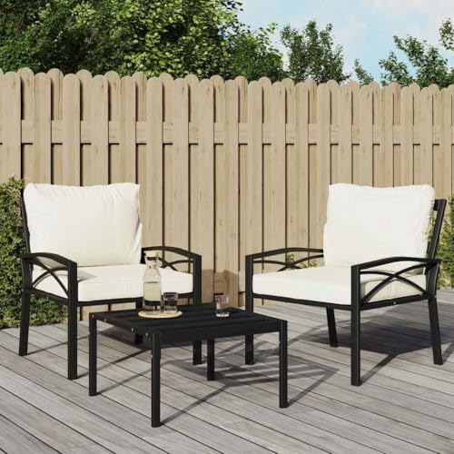 SDWEHO7 Gartenstuhl Bistrostuhl Balkonstuhl Terassenstuhl Outdoor Stühl mit Sandfarbigen Kissen 68x76x79 cm Stahl von SDWEHO7