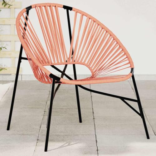 SDWEHO7 Gartenstuhl in Ei-Form, Garten-Mondstuhl für Wohnzimmer, Schlafzimmer, Arbeitszimmer, Robust und langlebig, 77 x 68,5 x 82 cm Schwarz und Orange Poly Rattan von SDWEHO7