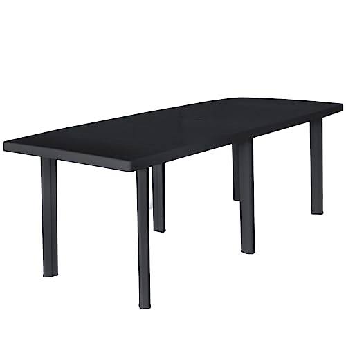 SDWEHO7 Gartentisch Balkontisch Wetterfest Outdoor Garten Terrasse Esstisch Anthrazit 216x90x72 cm Kunststoff von SDWEHO7