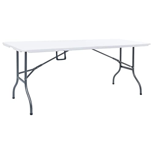 SDWEHO7 Gartentisch Balkontisch Wetterfest Outdoor Garten Terrasse Esstisch Klappbar Weiß 180x72x72 cm HDPE von SDWEHO7