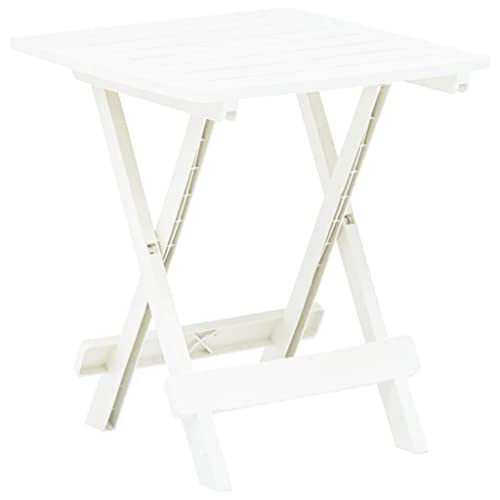 SDWEHO7 Gartentisch Balkontisch Wetterfest Outdoor Garten Terrasse Esstisch Klappbar Weiß 45x43x50 cm Kunststoff von SDWEHO7
