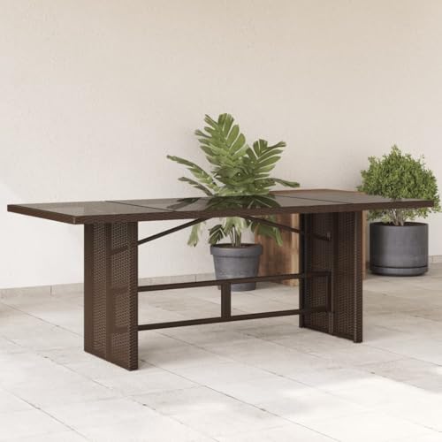 SDWEHO7 Gartentisch Balkontisch Wetterfest Outdoor Garten Terrasse Esstisch mit Glasplatte Braun 190x80x75 cm Poly Rattan SDWEHO7 Gartentisch Balkontisch Wetterfest Outdoor Garten Terrasse Esstisch mit Glasplatte Braun 190x80x75 cm Poly Rattan von SDWEHO7