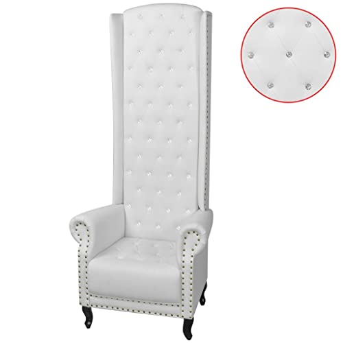 SDWEHO7 Hochlehner-Sessel, Gepolsterter Stuhl, Einzelsofa, Clubsessel, Fernsehsessel für Wohnzimmer, Schlafzimmer, Empfangsbereich, 77x65x181 cm Weiß Kunstleder von SDWEHO7