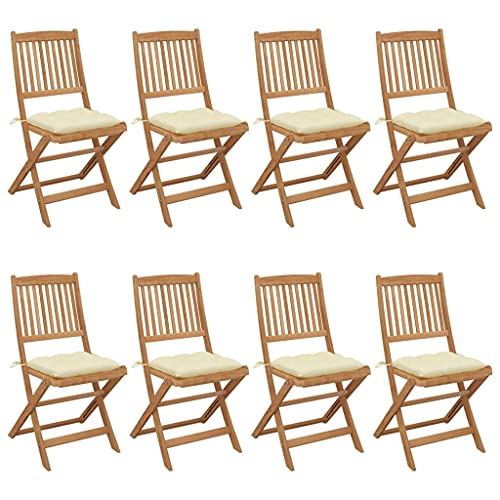 SDWEHO7 Klappbare Gartenstühle mit Cremeweiß Kissen, 8er Set, Freizeitstuhl für Balkon, Terrasse, Garten, Robust und langlebig, 48,5 x 57 x 91 cm Massivholz Akazie SDWEHO7 Klappbare Gartenstühle mit Cremeweiß Kissen, 8er Set, Freizeitstuhl für Balkon, Terrasse, Garten, Robust und langlebig, 48,5 x 57 x 91 cm Massivholz Akazie von SDWEHO7