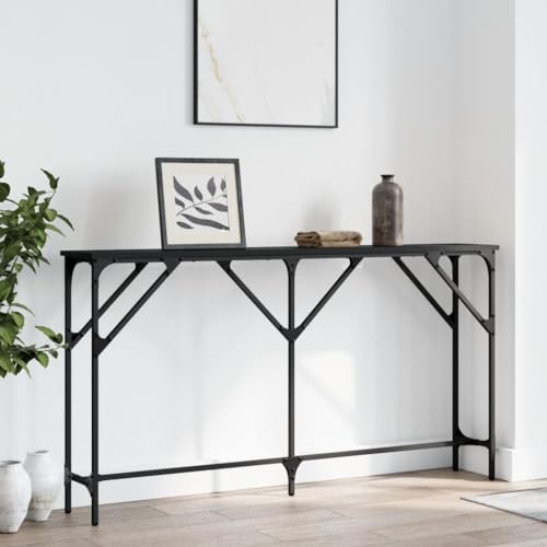 SDWEHO7 Konsolentisch, Flurtisch schmal, Sofatisch, Beistelltisch für Wohnzimmer, Flur, Eingangsbereich, Schwarz 140x23x75 cm Holzwerkstoff SDWEHO7 Konsolentisch, Flurtisch schmal, Sofatisch, Beistelltisch für Wohnzimmer, Flur, Eingangsbereich, Schwarz 140x23x75 cm Holzwerkstoff von SDWEHO7