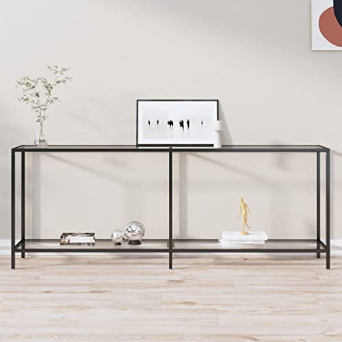 SDWEHO7 Konsolentisch, schmaler Eingangstisch, Beistelltisch, Kleiner Ausstellungstisch, Sofatisch für kleinen Raum, Transparent 200x35x75,5 cm Hartglas von SDWEHO7