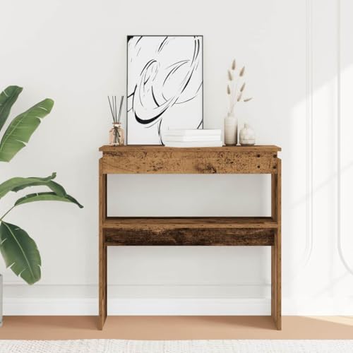 SDWEHO7 Konsolentisch mit offenen Regalen, Sofatisch, Flurtisch für Wohnzimmer, Flur, Eingangsbereich, Altholz-Optik 80x30x80 cm Holzwerkstoff SDWEHO7 Konsolentisch mit offenen Regalen, Sofatisch, Flurtisch für Wohnzimmer, Flur, Eingangsbereich, Altholz-Optik 80x30x80 cm Holzwerkstoff von SDWEHO7
