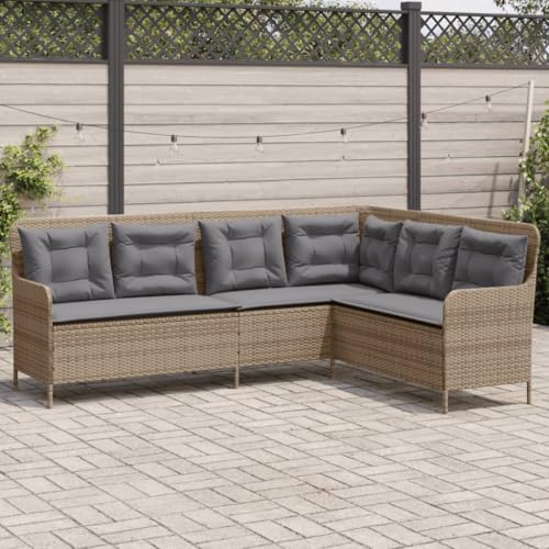 SDWEHO7 L-Form Gartensofa Lounge Sofa Outdoor Sitzgruppe mit Kissen, Gartenlounge Sitzgarnitur Gartenmöbel für Terrasse Balkon, Beige Poly Rattan SDWEHO7 L-Form Gartensofa Lounge Sofa Outdoor Sitzgruppe mit Kissen, Gartenlounge Sitzgarnitur Gartenmöbel für Terrasse Balkon, Beige Poly Rattan von SDWEHO7
