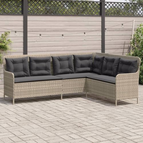 SDWEHO7 L-Form Gartensofa Lounge Sofa Outdoor Sitzgruppe mit Kissen, Gartenlounge Sitzgarnitur Gartenmöbel für Terrasse Balkon, Hellgrau Poly Rattan SDWEHO7 L-Form Gartensofa Lounge Sofa Outdoor Sitzgruppe mit Kissen, Gartenlounge Sitzgarnitur Gartenmöbel für Terrasse Balkon, Hellgrau Poly Rattan von SDWEHO7
