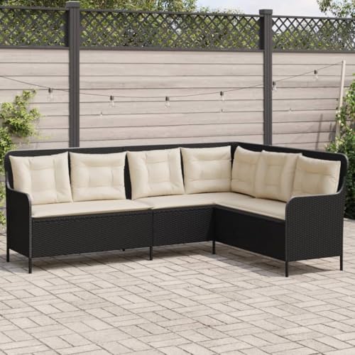 SDWEHO7 L-Form Gartensofa Lounge Sofa Outdoor Sitzgruppe mit Kissen, Gartenlounge Sitzgarnitur Gartenmöbel für Terrasse Balkon, Schwarz Poly Rattan SDWEHO7 L-Form Gartensofa Lounge Sofa Outdoor Sitzgruppe mit Kissen, Gartenlounge Sitzgarnitur Gartenmöbel für Terrasse Balkon, Schwarz Poly Rattan von SDWEHO7