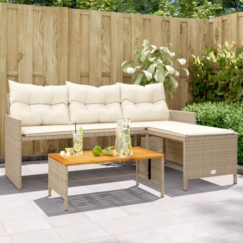 SDWEHO7 L-Form Gartensofa Poly Rattan Lounge Sofa Outdoor Sitzgruppe mit Tisch und Kissen, Gartenlounge Sitzgarnitur Gartenmöbel für Terrasse, Balkon, Beige Poly Rattan SDWEHO7 L-Form Gartensofa Poly Rattan Lounge Sofa Outdoor Sitzgruppe mit Tisch und Kissen, Gartenlounge Sitzgarnitur Gartenmöbel für Terrasse, Balkon, Beige Poly Rattan von SDWEHO7
