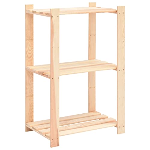 SDWEHO7 Lagerregal mit 3 Böden, Aufbewahrungsorganizer, multifunktionaler Ausstellungsstand für Schlafzimmer, Wohnzimmer, 60x38x90 cm Kiefer Massivholz 150 kg von SDWEHO7