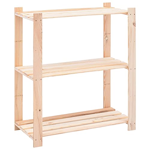 SDWEHO7 Lagerregal mit 3 Böden, Aufbewahrungsorganizer, multifunktionaler Ausstellungsstand für Schlafzimmer, Wohnzimmer, 80x38x90 cm Kiefer Massivholz 150 kg von SDWEHO7