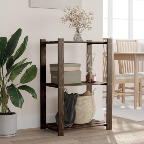 SDWEHO7 Lagerregal mit 3 Böden, Aufbewahrungsorganizer, multifunktionaler Ausstellungsstand für Schlafzimmer, Wohnzimmer, Schwarz 60x38x90 cm Massivholz Kiefer von SDWEHO7
