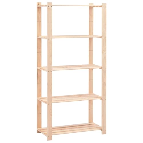 SDWEHO7 Lagerregal mit 5 Böden, Aufbewahrungsorganizer, multifunktionaler Ausstellungsstand für Schlafzimmer, Wohnzimmer, 80x38x170 cm Kiefer Massivholz 250kg von SDWEHO7