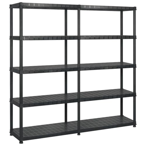 SDWEHO7 Lagerregal mit 5 Böden, Dekorationsständer für Küche, Bad, Wohnzimmer, Büro, Leicht zu reinigen, Einfache Montage, Schwarz 183x45,7x185 cm Kunststoff von SDWEHO7