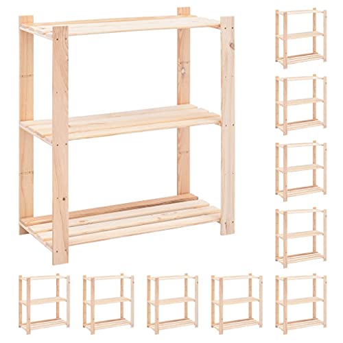 SDWEHO7 Lagerregale mit 3 Böden, 10er Set, Aufbewahrungsorganizer, multifunktionaler Ausstellungsstand für Schlafzimmer, Wohnzimmer, 80x38x90 cm Massivholz Kiefer 150kg von SDWEHO7