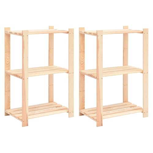 SDWEHO7 Lagerregale mit 3 Böden, 2er Set, Aufbewahrungsorganizer, multifunktionaler Ausstellungsstand für Schlafzimmer, Wohnzimmer, 60x38x90 cm Massivholz Kiefer 150kg von SDWEHO7