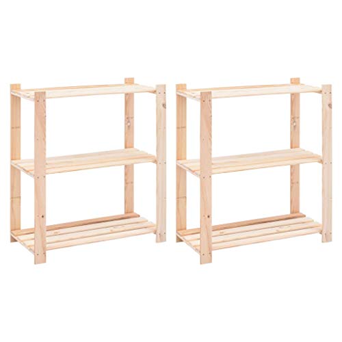 SDWEHO7 Lagerregale mit 3 Böden, 2er Set, Aufbewahrungsorganizer, multifunktionaler Ausstellungsstand für Schlafzimmer, Wohnzimmer, 80x38x90 cm Massivholz Kiefer 150kg von SDWEHO7