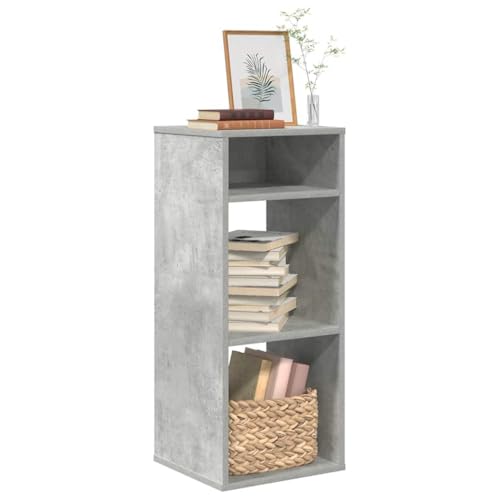 Modern Bücherregal mit 3 Ebenen, Standregal mit offenes Regal, Aufbewahrungsregal klein für Wohnzimmer Schlafzimmer, Betongrau 34x31x80 cm Holzwerkstoff von SDWEHO7