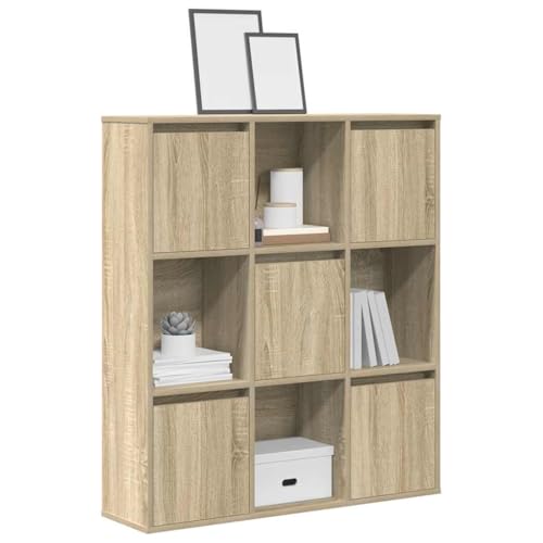 Modern Bücherregal mit 3 Ebenen, Standregal mit offenes Regal und Türen, Aufbewahrungsregal klein für Wohnzimmer Schlafzimmer, Sonoma-Eiche 89x24x101,5 cm Holzwerkstoff Modern Bücherregal mit 3 Ebenen, Standregal mit offenes Regal und Türen, Aufbewahrungsregal klein für Wohnzimmer Schlafzimmer, Sonoma-Eiche 89x24x101,5 cm Holzwerkstoff von SDWEHO7
