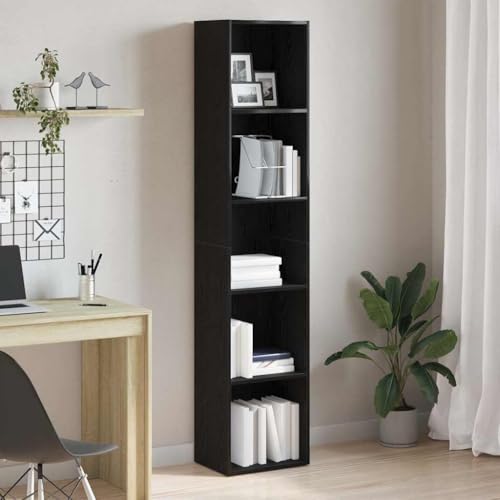 SDWEHO7 Modern Bücherregal mit 5 Ebenen, Standregal mit offenes Regal, Aufbewahrungsregal klein für Wohnzimmer Schlafzimmer, Schwarz Eichen-Optik 40x30x189 cm Holzwerkstoff SDWEHO7 Modern Bücherregal mit 5 Ebenen, Standregal mit offenes Regal, Aufbewahrungsregal klein für Wohnzimmer Schlafzimmer, Schwarz Eichen-Optik 40x30x189 cm Holzwerkstoff von SDWEHO7
