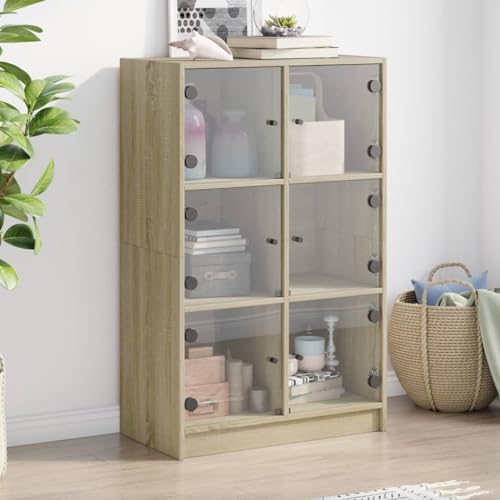 SDWEHO7 Modern Highboard Anrichte Schrank mit Türen & Stauraum, Holzwerkstoff Buffetschrank Hochschrank Standregal für Wohnzimmer Büro, Sonoma-Eiche 68x37x109 cm SDWEHO7 Modern Highboard Anrichte Schrank mit Türen & Stauraum, Holzwerkstoff Buffetschrank Hochschrank Standregal für Wohnzimmer Büro, Sonoma-Eiche 68x37x109 cm von SDWEHO7