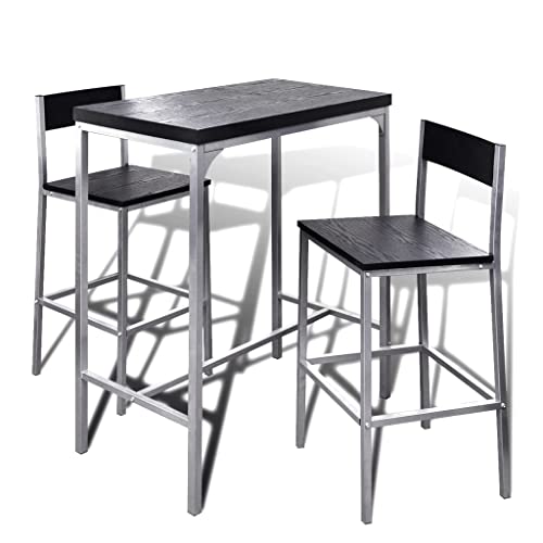 SDWEHO7 Moderne 3-teilige Essgruppe, Esstisch mit 2 Stühlen Set, Küchentisch, Frühstücksbar-Set für Cafés, Pubs und Wintergärten, platzsparende Möbel, Schwarz Stahl-Rahmen + MDF von SDWEHO7