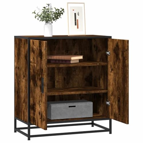 Modernes Sideboard, Kommode mit 3 Fächern, Wohnzimmerschrank Beistellschrank Flurschrank für Schlafzimmer Wohnzimmer, Räuchereiche 68x35x76 cm Holzwerkstoff und Metall Modernes Sideboard, Kommode mit 3 Fächern, Wohnzimmerschrank Beistellschrank Flurschrank für Schlafzimmer Wohnzimmer, Räuchereiche 68x35x76 cm Holzwerkstoff und Metall von SDWEHO7