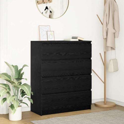 SDWEHO7 Modernes Sideboard, Kommode mit 4 Schubladen, Flurschrank Wohnzimmerschrank Beistellschrank für Schlafzimmer Wohnzimmer, Schwarz Eichen-Optik 80x35x99 cm Holzwerkstoff SDWEHO7 Modernes Sideboard, Kommode mit 4 Schubladen, Flurschrank Wohnzimmerschrank Beistellschrank für Schlafzimmer Wohnzimmer, Schwarz Eichen-Optik 80x35x99 cm Holzwerkstoff von SDWEHO7