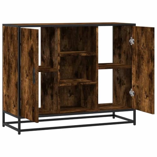 Modernes Sideboard, Kommode mit 7 Fächern, Wohnzimmerschrank Beistellschrank Flurschrank für Schlafzimmer Wohnzimmer, Räuchereiche 92x35x76 cm Holzwerkstoff Modernes Sideboard, Kommode mit 7 Fächern, Wohnzimmerschrank Beistellschrank Flurschrank für Schlafzimmer Wohnzimmer, Räuchereiche 92x35x76 cm Holzwerkstoff von SDWEHO7