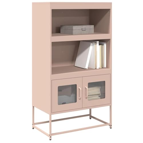 SDWEHO7 Modernes Sideboard, Metall Kommode mit 2 Fächern und 2 Türen, Flurschrank Wohnzimmerschrank Beistellschrank für Schlafzimmer Wohnzimmer, Rosa 68x39x123 cm Stahl von SDWEHO7