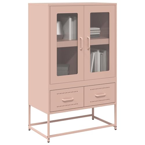 SDWEHO7 Modernes Sideboard, Metall Kommode mit 2 Schubladen und 2 Türen, Flurschrank Wohnzimmerschrank Beistellschrank für Schlafzimmer Wohnzimmer, Rosa 68x39x111,5 cm Stahl von SDWEHO7