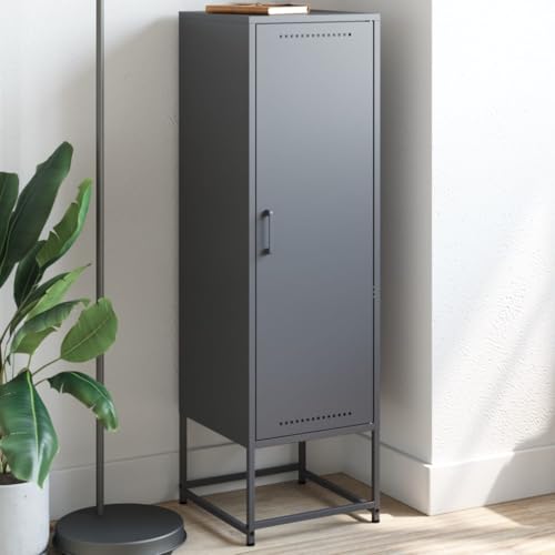 SDWEHO7 Modernes Sideboard, Metall Kommode mit 3 Fächern, Flurschrank Wohnzimmerschrank Beistellschrank für Schlafzimmer Wohnzimmer, Anthrazit 36x39x123 cm Stahl von SDWEHO7