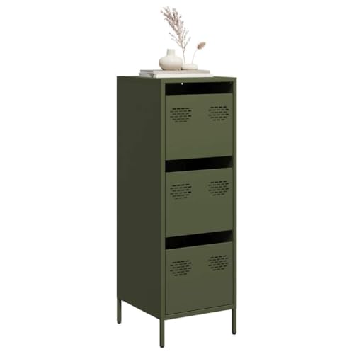 Modernes Sideboard, Metall Kommode mit 3 Schubladen, Flurschrank Wohnzimmerschrank Beistellschrank für Schlafzimmer Wohnzimmer, Olivgrün 39x35x103,5 cm Stahl Modernes Sideboard, Metall Kommode mit 3 Schubladen, Flurschrank Wohnzimmerschrank Beistellschrank für Schlafzimmer Wohnzimmer, Olivgrün 39x35x103,5 cm Stahl von SDWEHO7