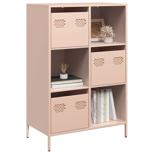 SDWEHO7 Modernes Sideboard, Metall Kommode mit 3 Schubladen und 3 Fächern, Flurschrank Wohnzimmerschrank Beistellschrank für Schlafzimmer Wohnzimmer, Rosa 68x39x103,5 cm Stahl SDWEHO7 Modernes Sideboard, Metall Kommode mit 3 Schubladen und 3 Fächern, Flurschrank Wohnzimmerschrank Beistellschrank für Schlafzimmer Wohnzimmer, Rosa 68x39x103,5 cm Stahl von SDWEHO7