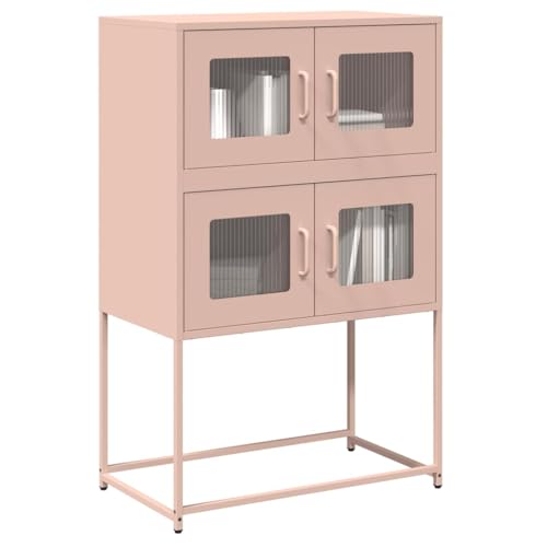 SDWEHO7 Modernes Sideboard, Metall Kommode mit 4 Fächern, Flurschrank Wohnzimmerschrank Beistellschrank für Schlafzimmer Wohnzimmer, Rosa 68x39x107 cm Stahl von SDWEHO7