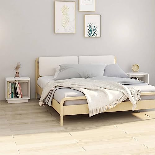 SDWEHO7 Nachttisch 2er Set, Beistelltisch mit offene Fäch, Nachtschrank für Wohnzimmer, Schlafzimmer, Weiß 40x30x40 cm Massivholz Kiefer SDWEHO7 Nachttisch 2er Set, Beistelltisch mit offene Fäch, Nachtschrank für Wohnzimmer, Schlafzimmer, Weiß 40x30x40 cm Massivholz Kiefer von SDWEHO7
