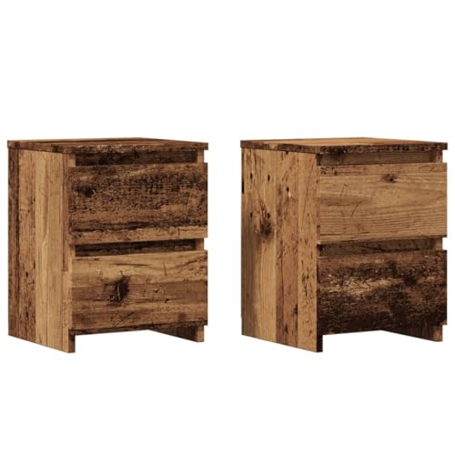 SDWEHO7 Nachttisch 2er Set, Büroschrank mit 2 Schubladen, Beistelltisch, Sofatisch für Schlafzimmer Wohnzimmer, Altholz-Optik 30×30×40 cm Holzwerkstoff von SDWEHO7