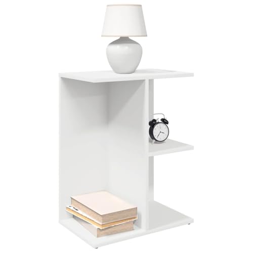 SDWEHO7 Nachttisch 2er Set, Büroschrank mit offene Ablage, Beistelltisch, Sofatisch für Schlafzimmer Wohnzimmer, Weiß 46,5x29x61 cm Holzwerkstoff von SDWEHO7