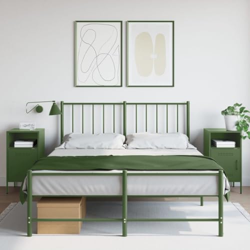 SDWEHO7 Nachttisch 2er Set, Side Table mit 1 Tür und 2 Ablage, Kaffeetisch für Wohnzimmer Schlafzimmer Arbeitszimmer, Olivgrün 36x39x68 cm Stahl SDWEHO7 Nachttisch 2er Set, Side Table mit 1 Tür und 2 Ablage, Kaffeetisch für Wohnzimmer Schlafzimmer Arbeitszimmer, Olivgrün 36x39x68 cm Stahl von SDWEHO7