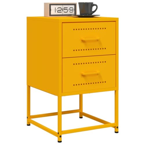 SDWEHO7 Nachttisch 2er Set, Side Table mit 2 Schubladen, Kaffeetisch, Beistelltisch für Wohnzimmer Schlafzimmer Arbeitszimmer, Senfgelb 36x39x60,5 cm Stahl SDWEHO7 Nachttisch 2er Set, Side Table mit 2 Schubladen, Kaffeetisch, Beistelltisch für Wohnzimmer Schlafzimmer Arbeitszimmer, Senfgelb 36x39x60,5 cm Stahl von SDWEHO7