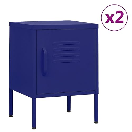 SDWEHO7 Nachttisch 2er Set, Side Table mit Tür und Ablage, Kaffeetisch, Beistelltisch für Schlafzimmer, Wohnzimmer, Marineblau 35x35x51 cm Stahl SDWEHO7 Nachttisch 2er Set, Side Table mit Tür und Ablage, Kaffeetisch, Beistelltisch für Schlafzimmer, Wohnzimmer, Marineblau 35x35x51 cm Stahl von SDWEHO7