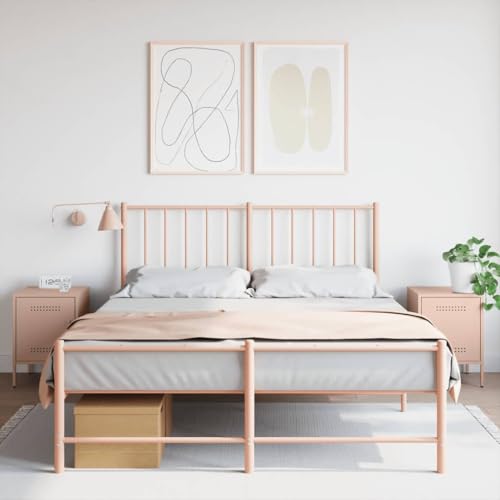 Nachttisch 2er Set, Sofatisch mit 1 Tür, Büroschrank für Wohnzimmer, Rosa 36x39x50,5 cm Stahl von SDWEHO7