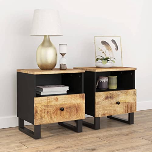 SDWEHO7 Nachttisch 2er Set Beistelltisch mit Schublade und offener Ablage, Couchtisch für Wohnzimmer, Schlafzimmer, Sofa, Massivholz Mango & Holzwerkstoff 40 x 31 x 46 cm Braun SDWEHO7 Nachttisch 2er Set Beistelltisch mit Schublade und offener Ablage, Couchtisch für Wohnzimmer, Schlafzimmer, Sofa, Massivholz Mango & Holzwerkstoff 40 x 31 x 46 cm Braun von SDWEHO7