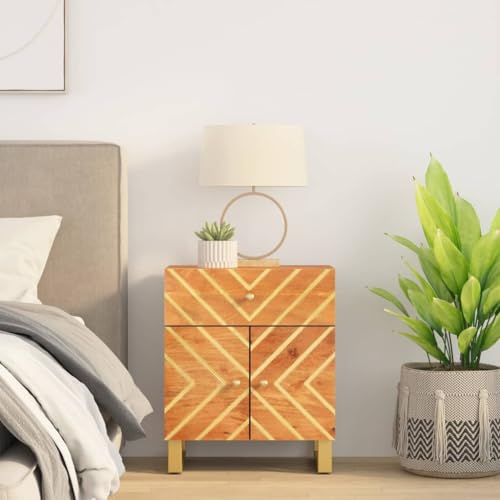 SDWEHO7 Nachttisch mit 1 Schublade und 2 Türen, Beistelltisch für Wohnzimmer, Beistellschränke, Schlafzimmer-Möbel, Lampentisch, Ablagetisch, Braun und Schwarz 50x33x60 cm Massivholz Mango SDWEHO7 Nachttisch mit 1 Schublade und 2 Türen, Beistelltisch für Wohnzimmer, Beistellschränke, Schlafzimmer-Möbel, Lampentisch, Ablagetisch, Braun und Schwarz 50x33x60 cm Massivholz Mango von SDWEHO7