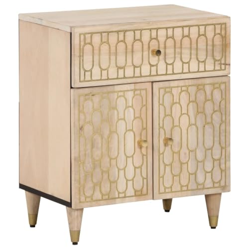 SDWEHO7 Nachttisch mit 1 Schublade und 2 Türen, Schlafzimmer-Möbel, Beistellschränke, Nachtkommode, Beistelltisch für Wohnzimmer, Ablagetisch, 50x33x60 cm Massivholz Mango SDWEHO7 Nachttisch mit 1 Schublade und 2 Türen, Schlafzimmer-Möbel, Beistellschränke, Nachtkommode, Beistelltisch für Wohnzimmer, Ablagetisch, 50x33x60 cm Massivholz Mango von SDWEHO7