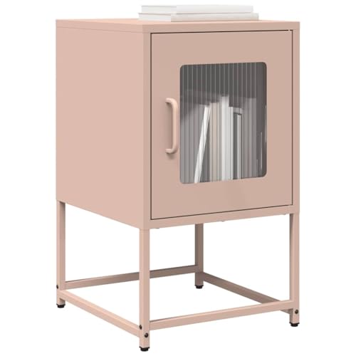 SDWEHO7 Nachttisch mit 1 Tür, Büroschrank, Beistelltisch, Sofatisch für Schlafzimmer Wohnzimmer Bad, Rosa 36x39x60,5 cm Kaltgewalzter Stahl von SDWEHO7